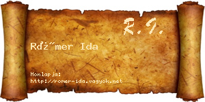 Römer Ida névjegykártya